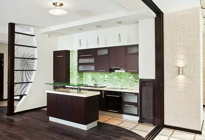 Thạch cao phòng khách liền kề bếp hiện đại